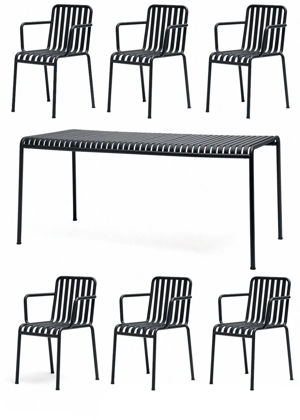 1 Palissade Bord og 6 Palissade Armchair