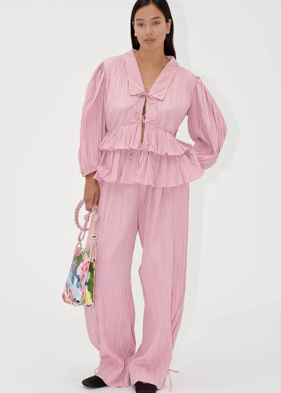 Balloon Sleeve Tie Top