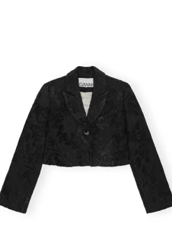 Boucle Jacquard Suiting Cropped Blazer