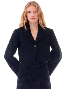 Boucle Jacquard Suiting Cropped Blazer