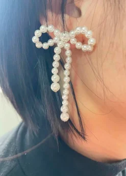 Bow Pearl Giant Earrings