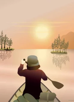 CANOEING ON THE LAKE - poster