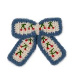 Cherry Crochet Bow Clip