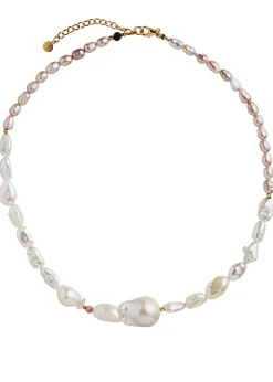 Chunky Glamour Pearl Necklace - White & Rose