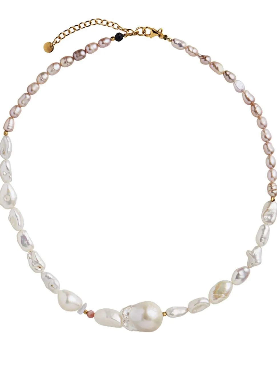 Chunky Glamour Pearl Necklace - White & Rose