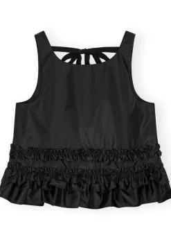 Duchesse Nylon Open Back Frill Top