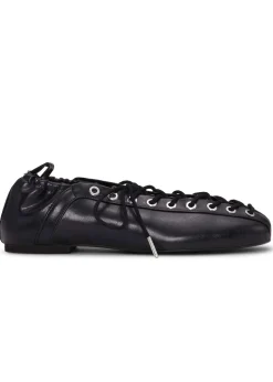Eyelets Lace Up Ballerina Crinkle Oleatex