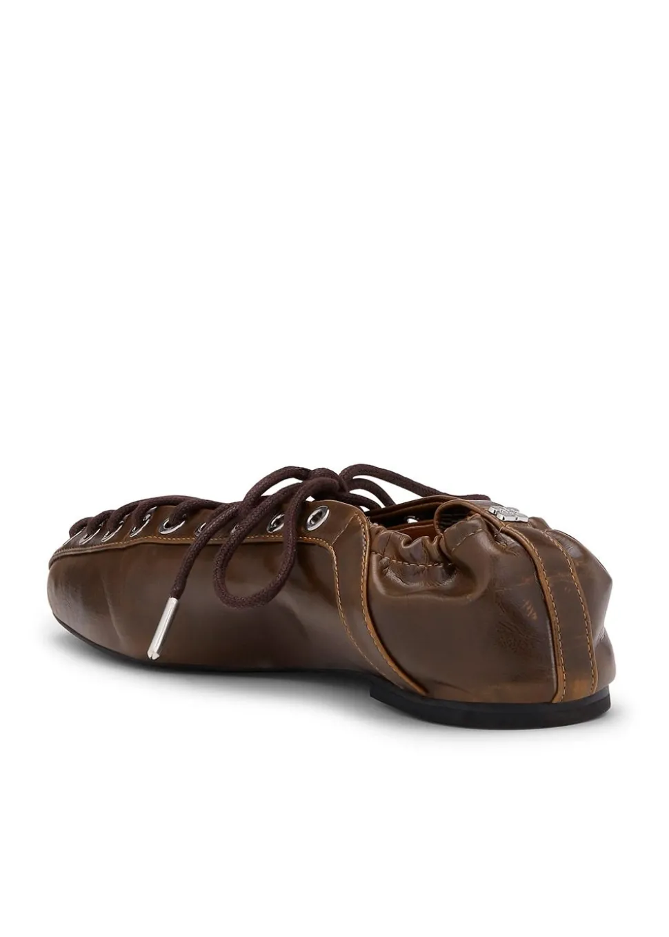Eyelets Lace Up Ballerina Crinkle Oleatex