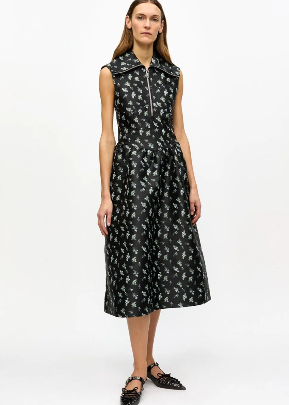 Floral Jacquard Midi Dress