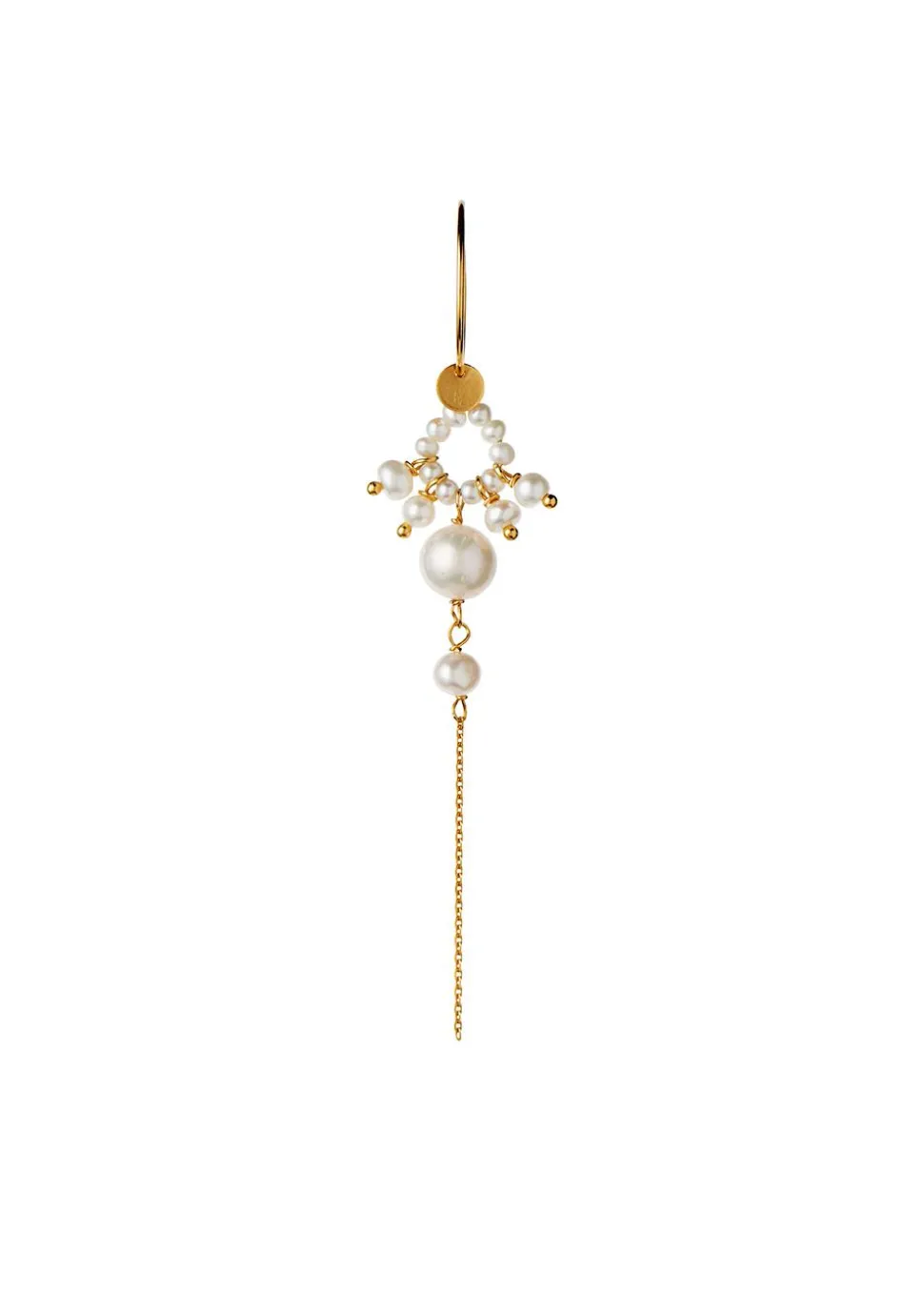 Heavenly Pearl Dream Hoop Gold – White Pearls & Chain