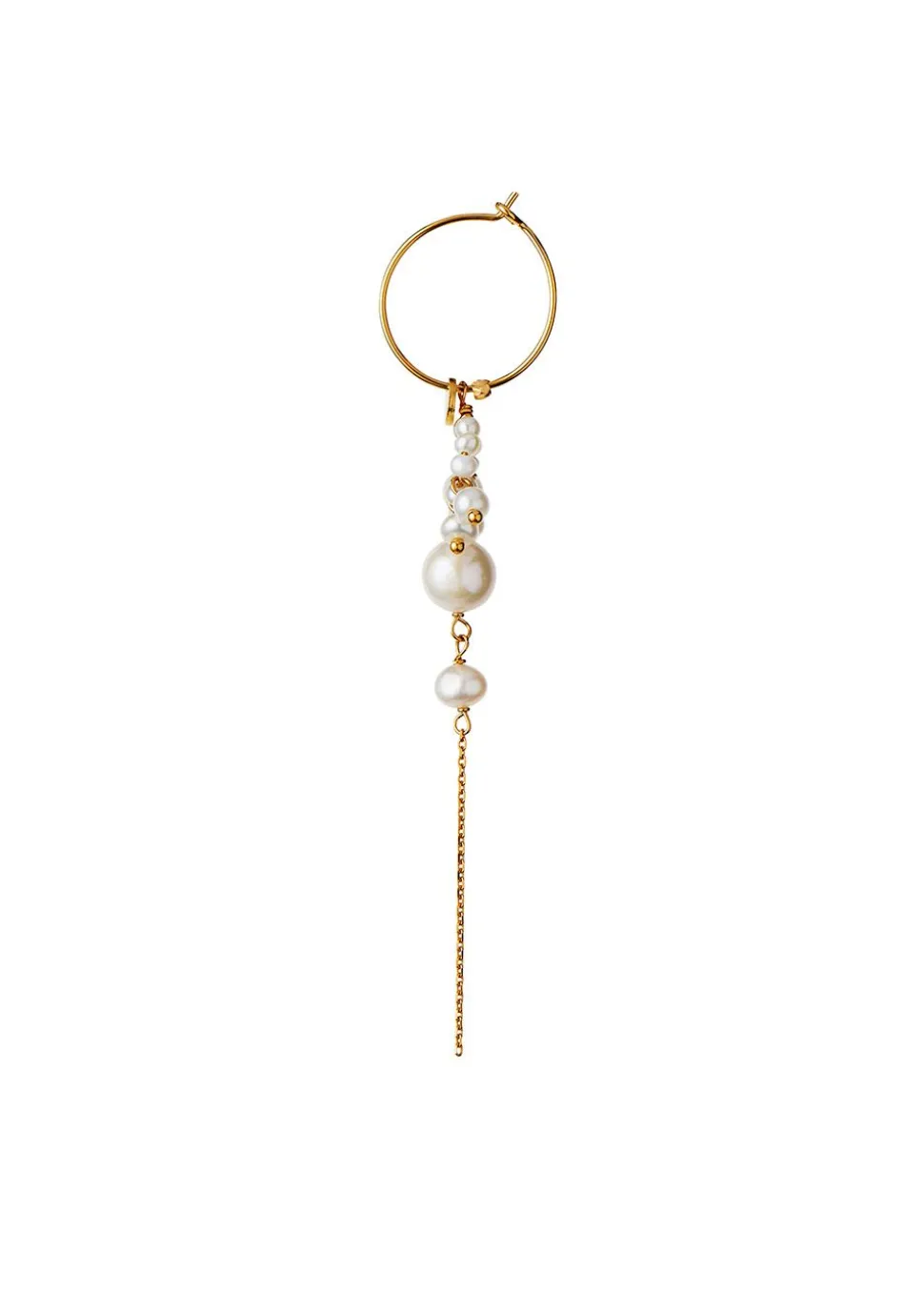 Heavenly Pearl Dream Hoop Gold – White Pearls & Chain