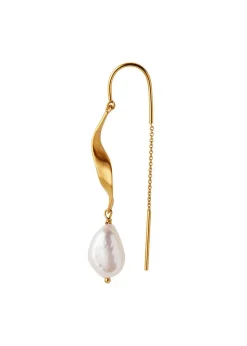 Long Twisted Earring - With Baroque Pearl Gold