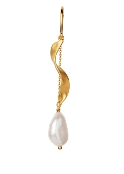 Long Twisted Earring - With Baroque Pearl Gold