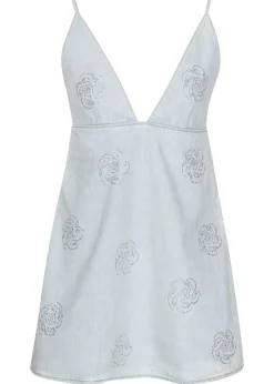 Lorina Denim Stud Mini Dress
