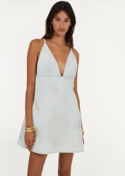 Lorina Denim Stud Mini Dress