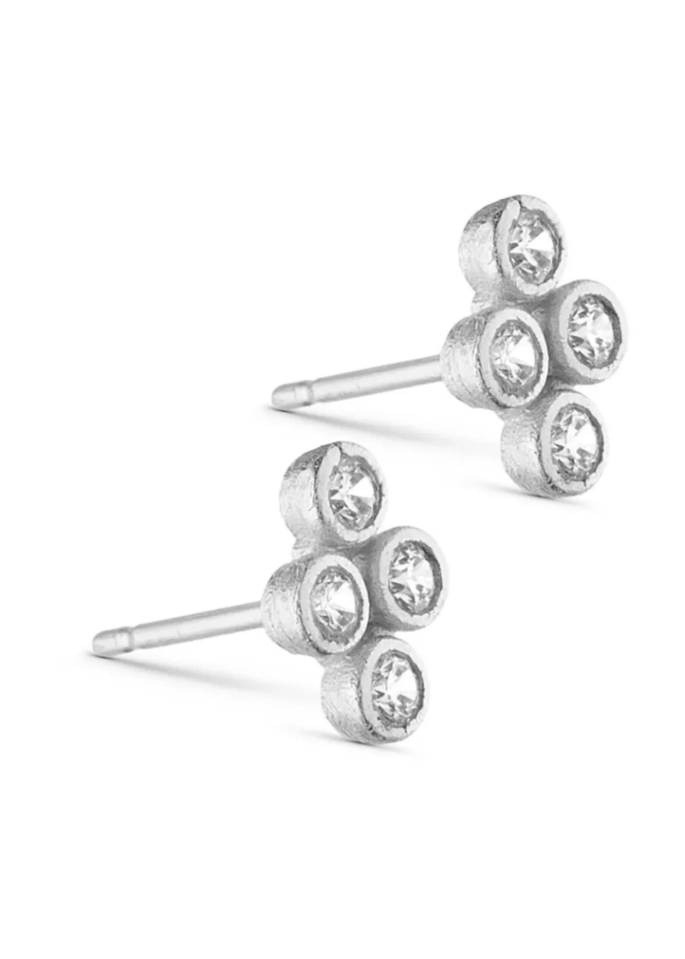 Lyra Post Earring W. Four Zircons