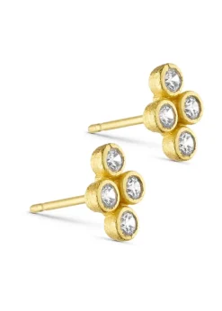 Lyra Post Earring W. Four Zircons