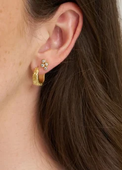 Lyra Post Earring W. Four Zircons