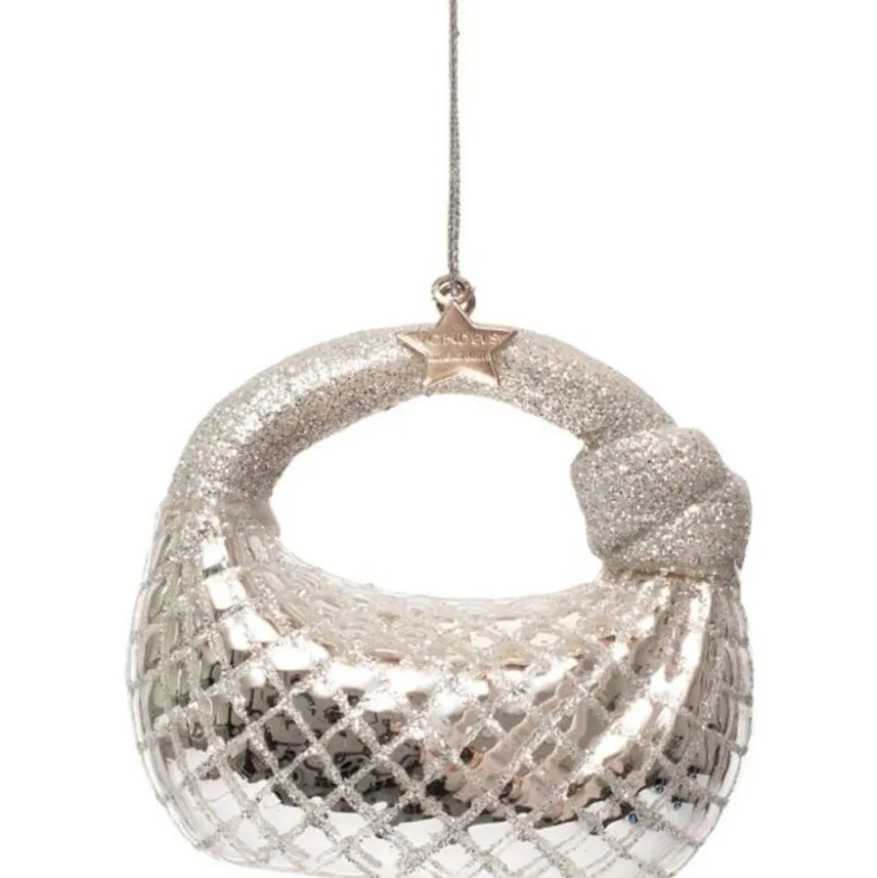 Ornament Glass Silver Handbag w. Knot
