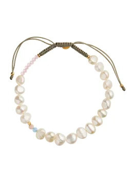 Perlie Creme Bracelet - Blue and Pink Stone