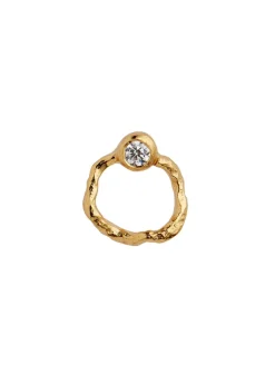 Petit Wavy Circle Earring With Stone