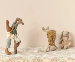 Rabbit size 1, Chocolate brown - Striped blouse and shorts