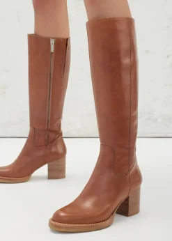 70s Inspired Long Shafted Leather Boot