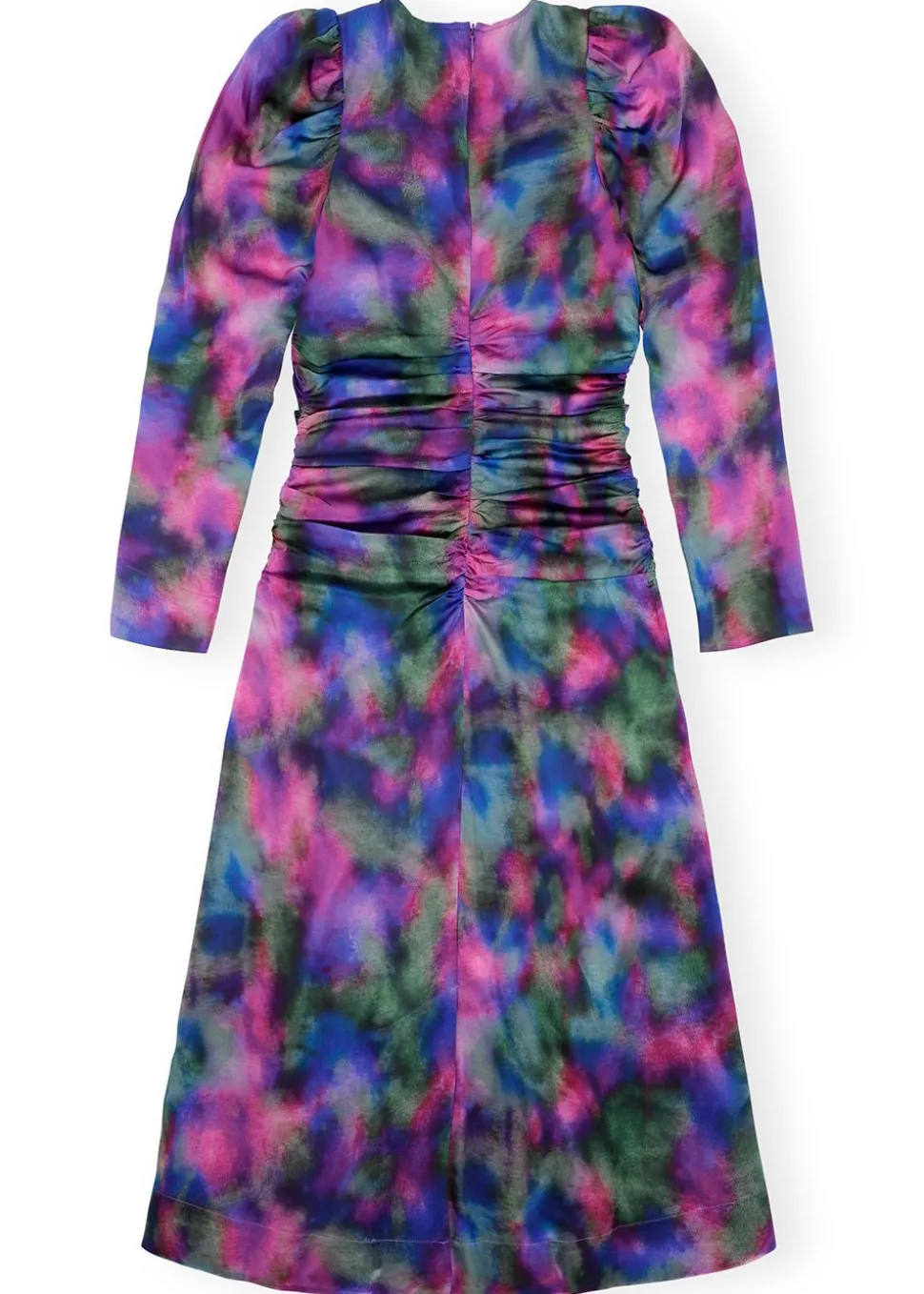 Silk Stretch Satin O-Neck Midi Dress