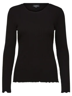 SLFAnna Plain LS Crew Neck Tee