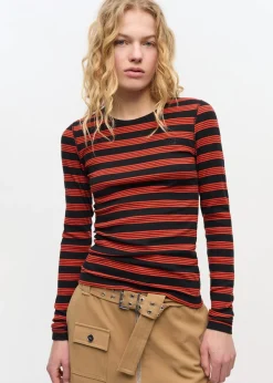 Striped Soft Cotton Rib Long Sleeve T-Shirt