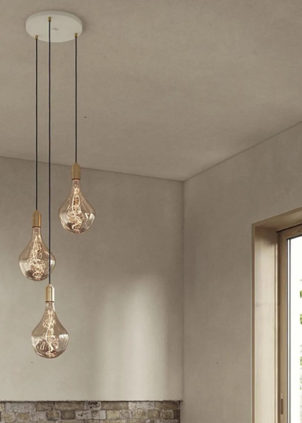 Triple Pendant Canopy - White/Black