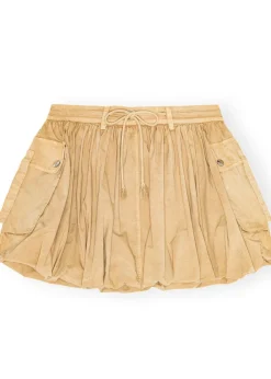 Washed Stretch Cotton Mini Bubble Skirt