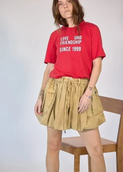 Washed Stretch Cotton Mini Bubble Skirt