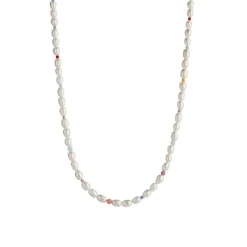 White Pearls & candy Stone Necklace