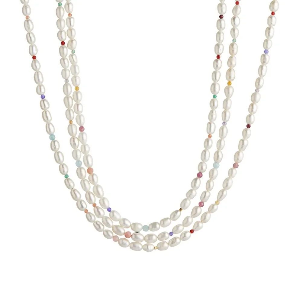 White Pearls & candy Stone Necklace